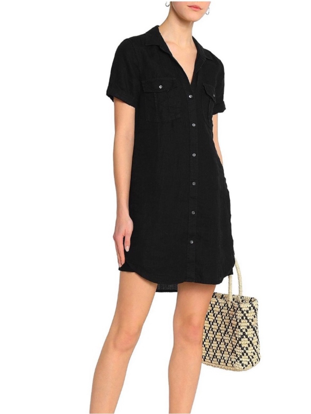 Standard James Perse Black Linen Shirt Dress Size 1 Small